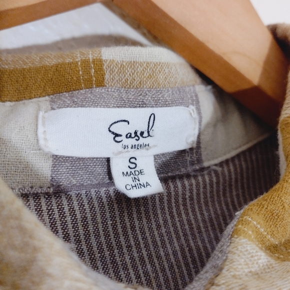 Easel Oversized Linen Blend Button Down T-shirt Dress - Picture 8 of 10